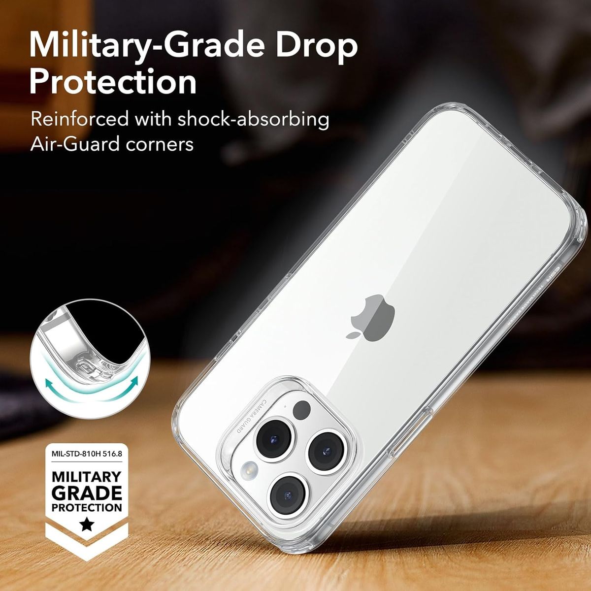 Crystal Clear Shockproof Case for iPhone 16 Pro | Anti-Scratch Transparent TPU Protective Cover with Air Cushion Corners