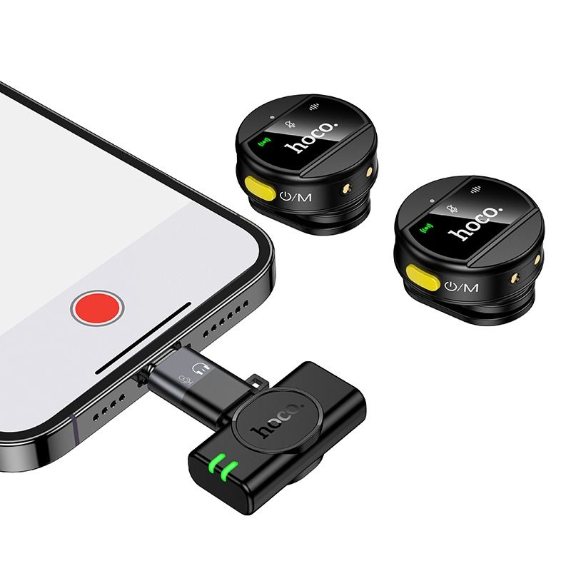 HOCO L22 Dual Wireless Lavalier Microphone | Magnetic & Clip-On Lapel Mic with ENC Noise Cancellation for iPhone, Android, YouTube, TikTok & Live Streaming
