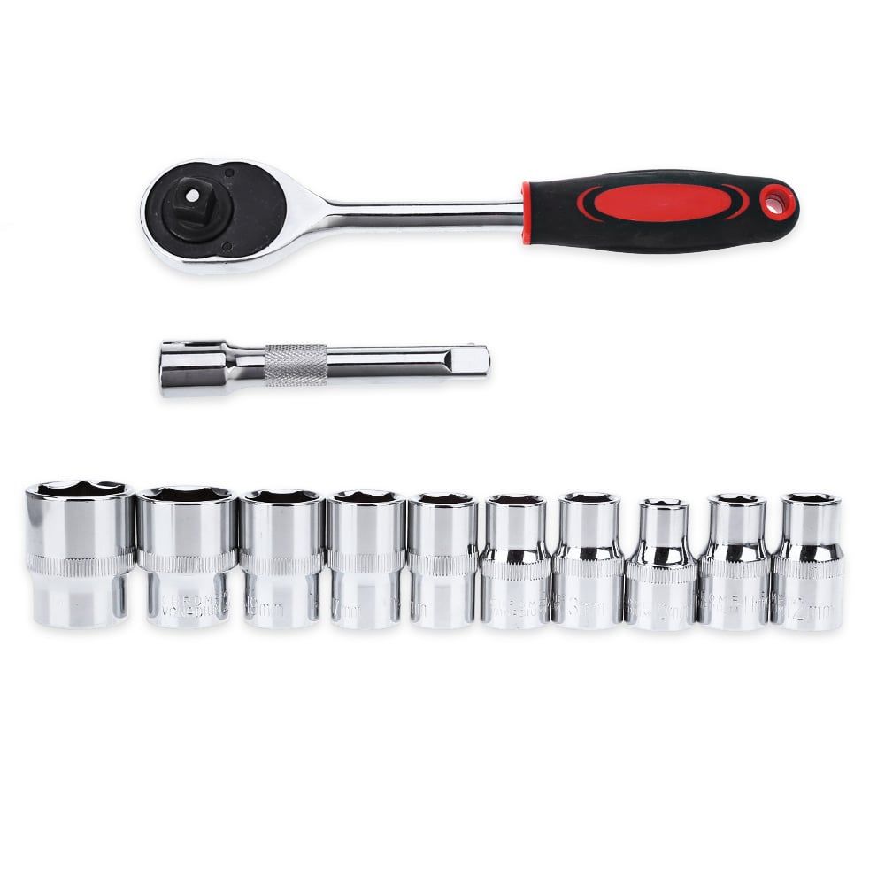 12-in-1 Socket Wrench Set with 1/2-Inch Drive Ratchet Spanner – Chrome Vanadium Steel Tool Kit for Car, Bike & Home Repair