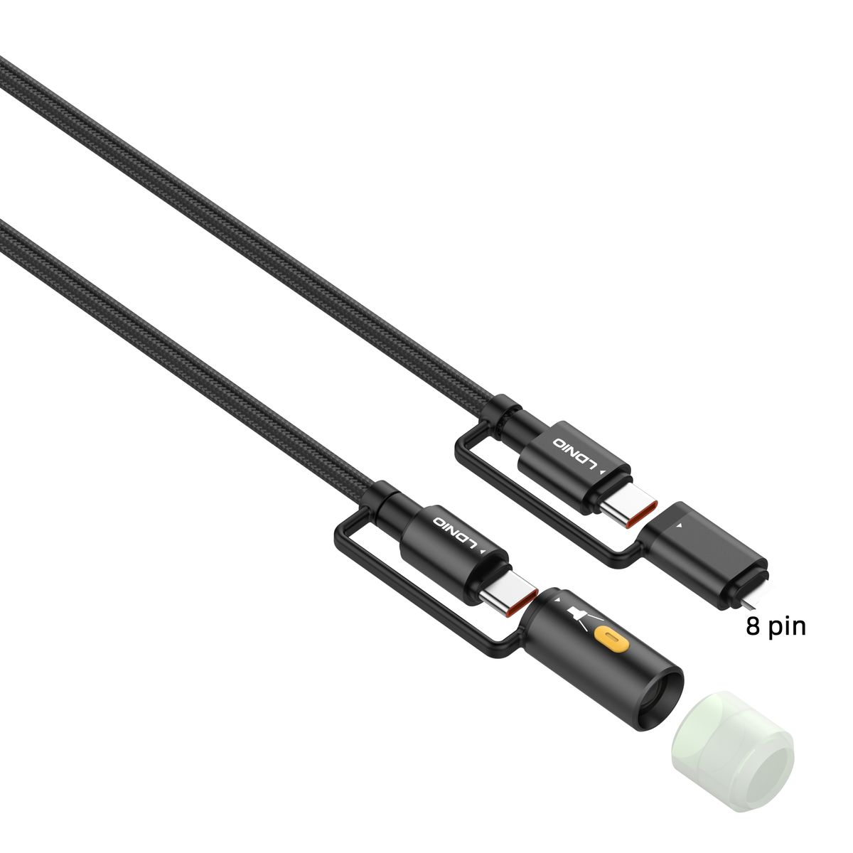 LDNIO LC19 3-in-1 65W Fast Charging Cable 1.2M | USB-C, Lightning & Micro USB LED Charging Cord