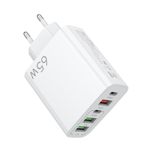 65W PD Fast Charger Adapter with 2 USB-C & 2 USB-A Ports | Multi-Port USB Wall Charger for Laptop, iPhone, Samsung & Tablets