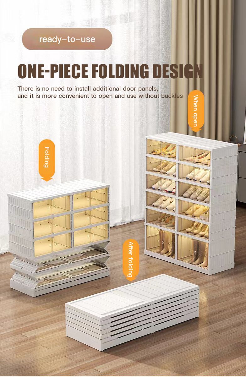 6 Layer Shoe Storage Cabinet | Foldable Plastic Shoe Rack Organizer with Transparent Drawers for Home & Bedroom