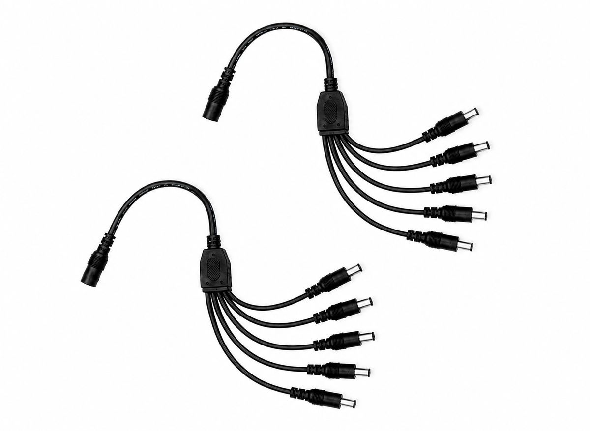 1-to-4 DC Power Splitter Cable for CCTV Cameras 2 Pack Security Systems