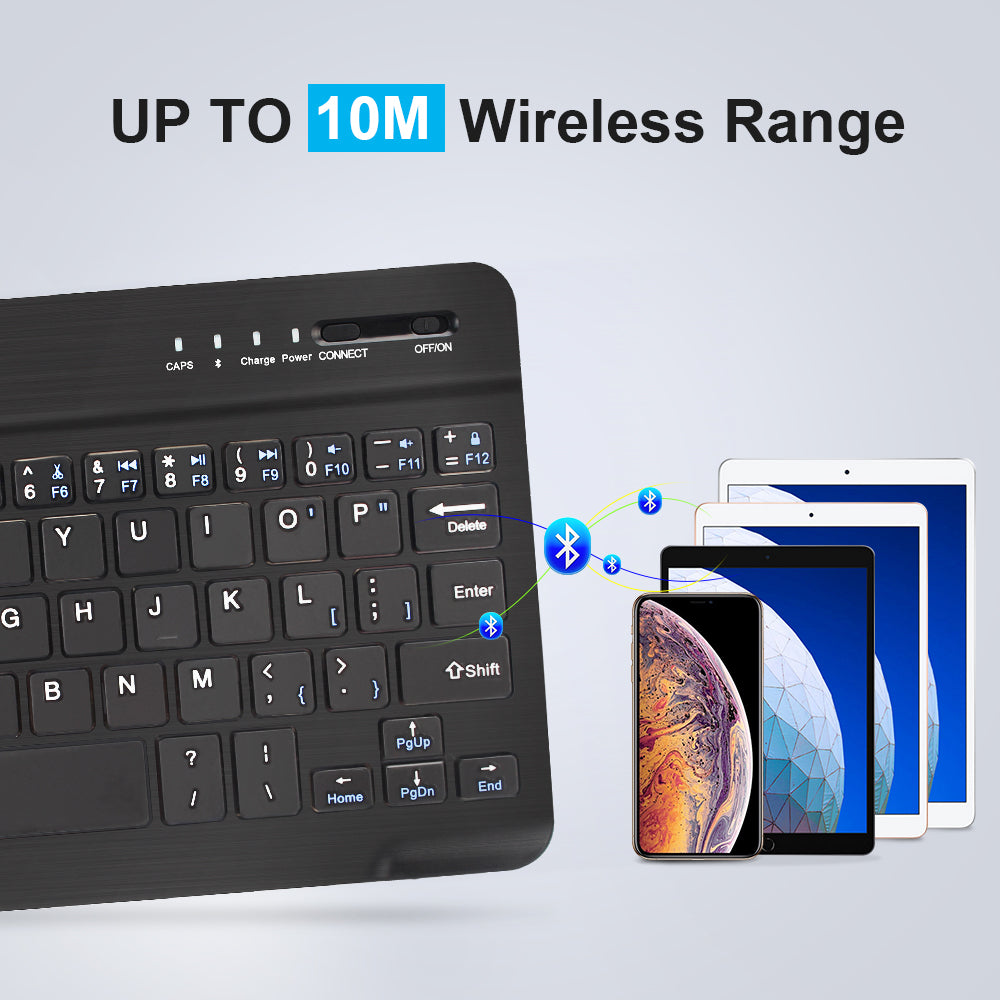 Bluetooth Wireless Keyboard for Android, iPhone, iPad, Tablets, Smart TV, Windows, Mac & iOS – Compact Rechargeable Mini Keyboard