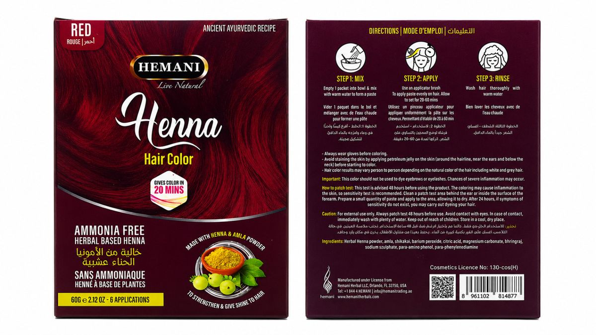 Hemani Black Henna Hair Colour 60g – Ammonia-Free Herbal Hair Dye with Amla