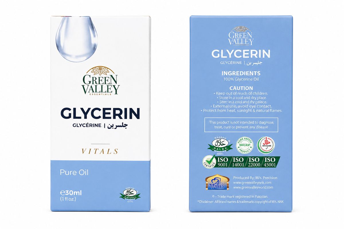 Green Valley Essentials 100% Pure Glycerin Oil 30ml – Moisturizing Skin Care Oil
