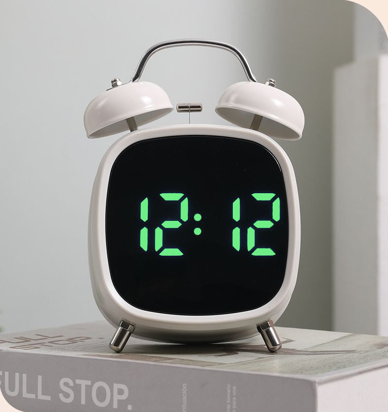 Digital Double Bell Alarm Clock with LED Display & Light-Up Table Clock – Bedside Desk Clock