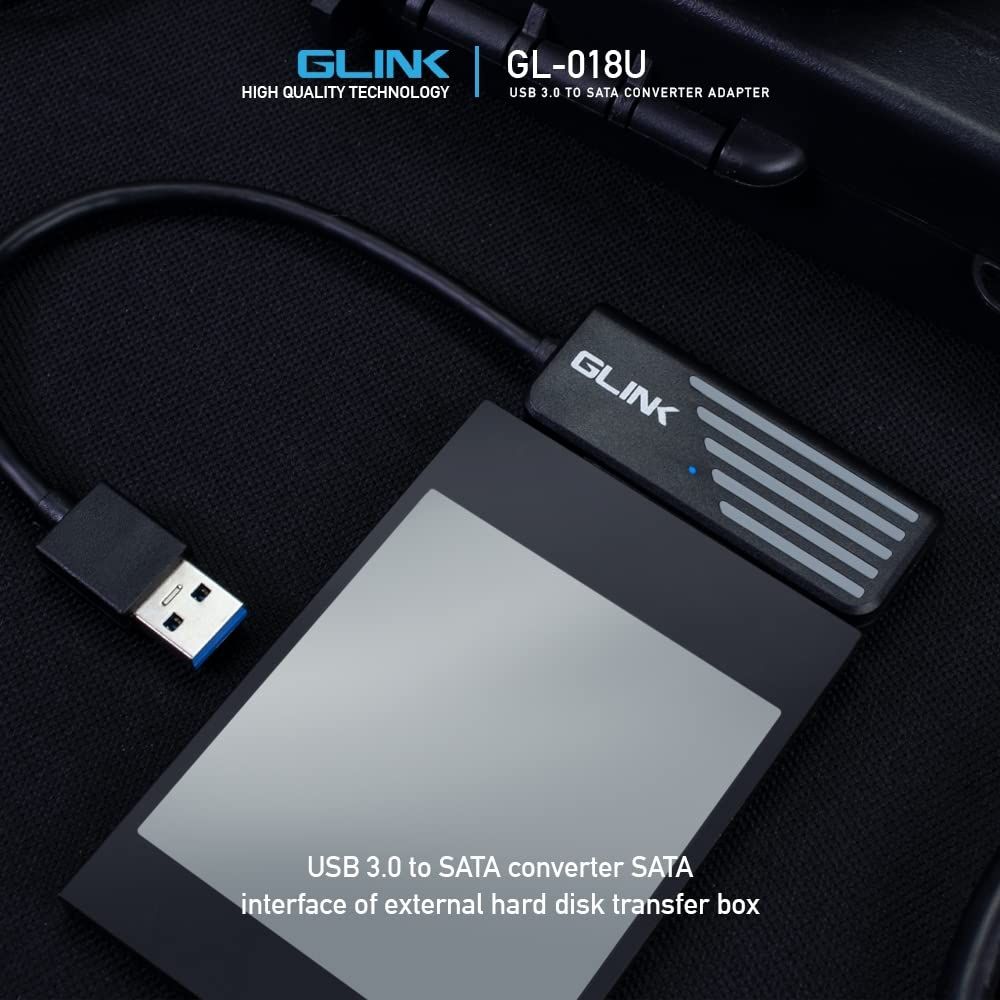 GLINK GL-018 USB 3.0 to SATA Adapter Cable | High-Speed 2.5" & 3.5" SSD/HDD Converter with UASP Support for Windows, Mac & Linux
