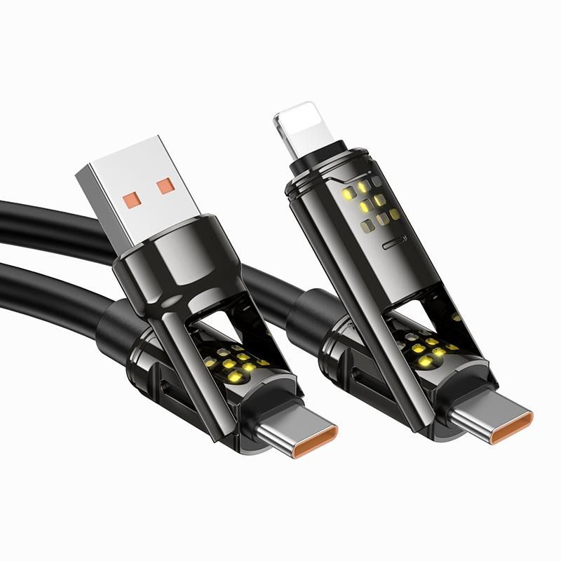 240W 4-in-1 LED Fast Charging & Data Cable | USB-A/USB-C to USB-C & Lightning Multi Charging Cable (1.2M)