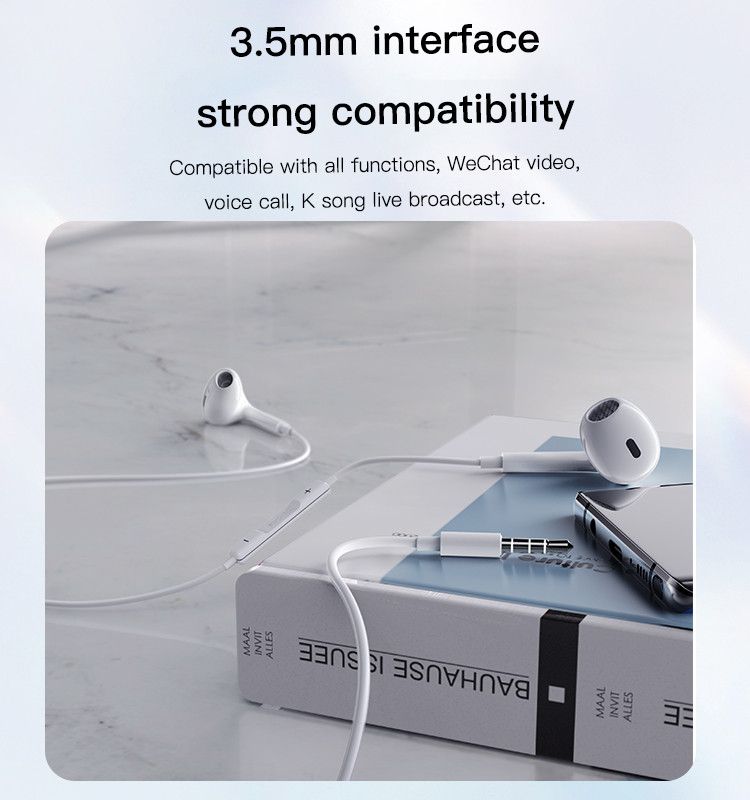 YESIDO YH39 Wired Earphones with Microphone – 3.5mm In-Ear Heavy Bass Stereo Headset with Remote Control, White