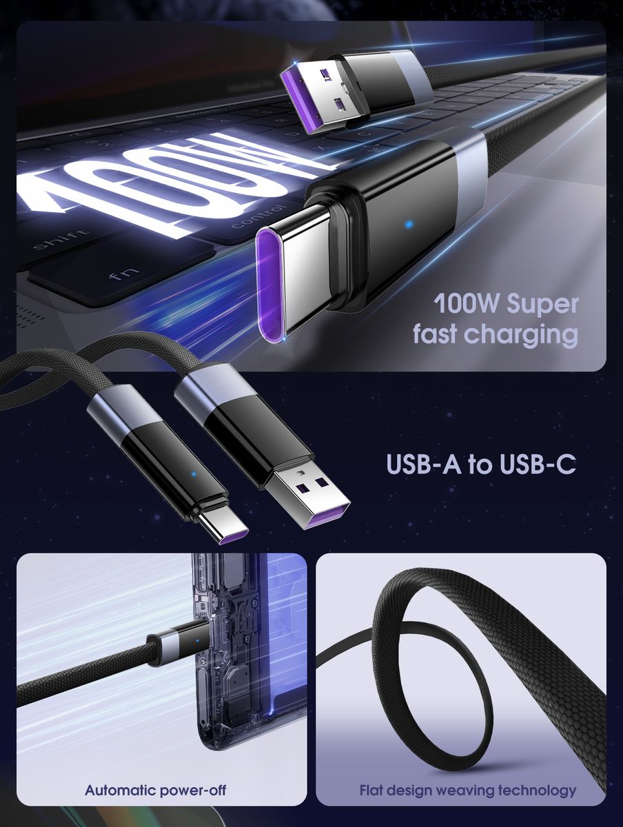 LDNIO LS241Q USB-C to USB-C 100W Fast Charging Cable 1M | PD Fast Charge & 480Mbps Data Sync Nylon Braided Cord
