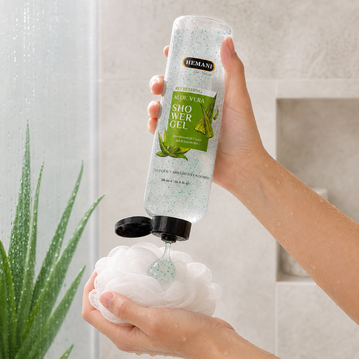 Hemani Aloe Vera Shower Gel 500ml – Soothing & Moisturizing Body Wash for All Skin Types