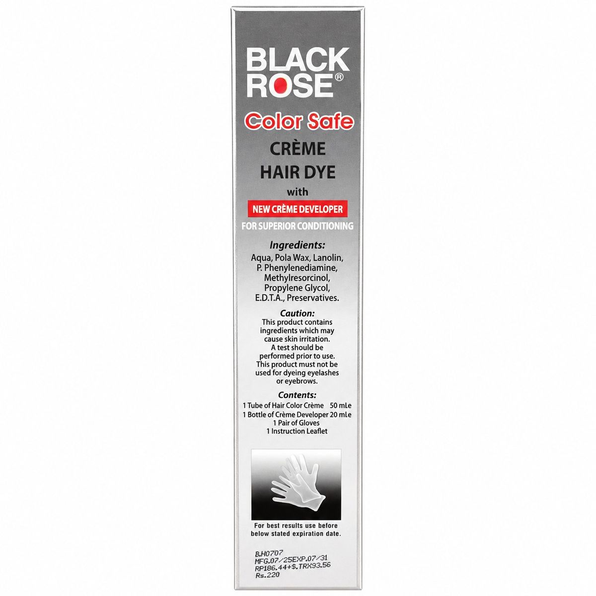 Black Rose Color Safe Crème Hair Dye 45 Black – Permanent Hair Color, 100% Grey Coverage, Ammonia Free
