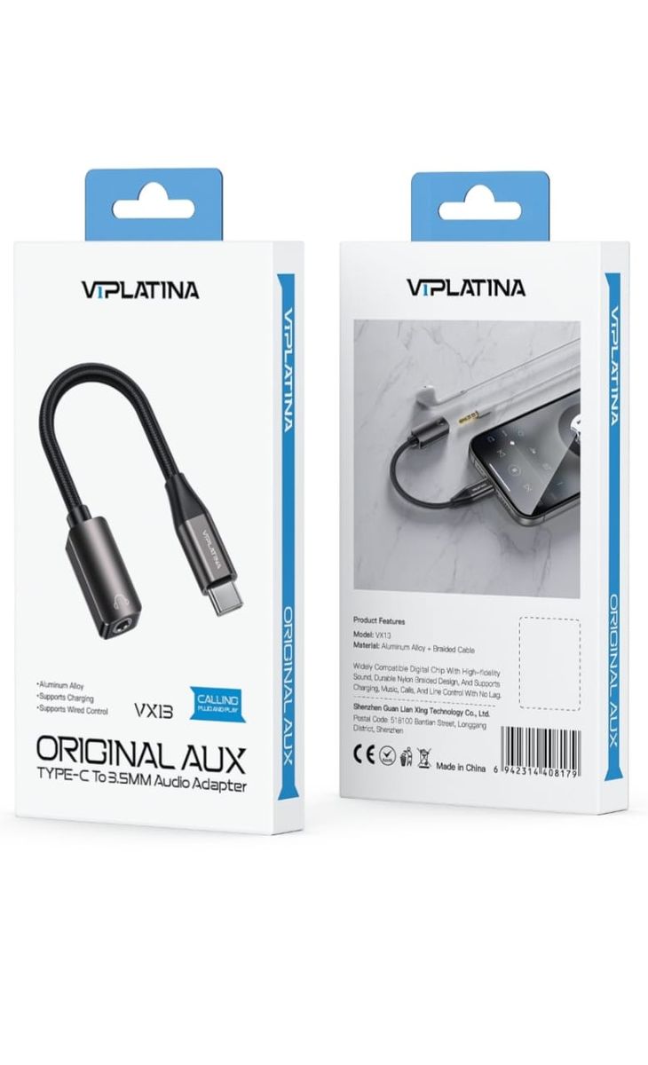 VIPLATINA VX13 USB Type-C to 3.5mm Female Audio Adapter | USB-C to AUX Headphone Jack Converter with Hi-Fi Audio
