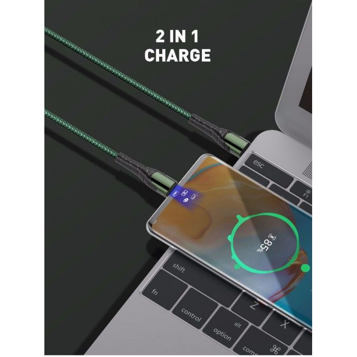 LDNIO LC102 USB-C to USB-C 65W PD Fast Charging Cable 2M | Braided Data Sync Cable