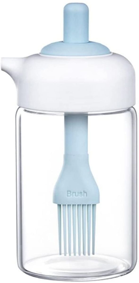 230ml Glass Oil Dispenser Bottle with Silicone Basting Brush | Leakproof Cooking Oil Bottle for BBQ & Baking