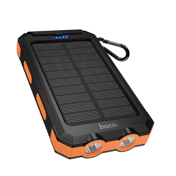 Hoco J164 8000mAh Solar Power Bank – IP65 Outdoor Charger with Dual LED Lights & Compass
