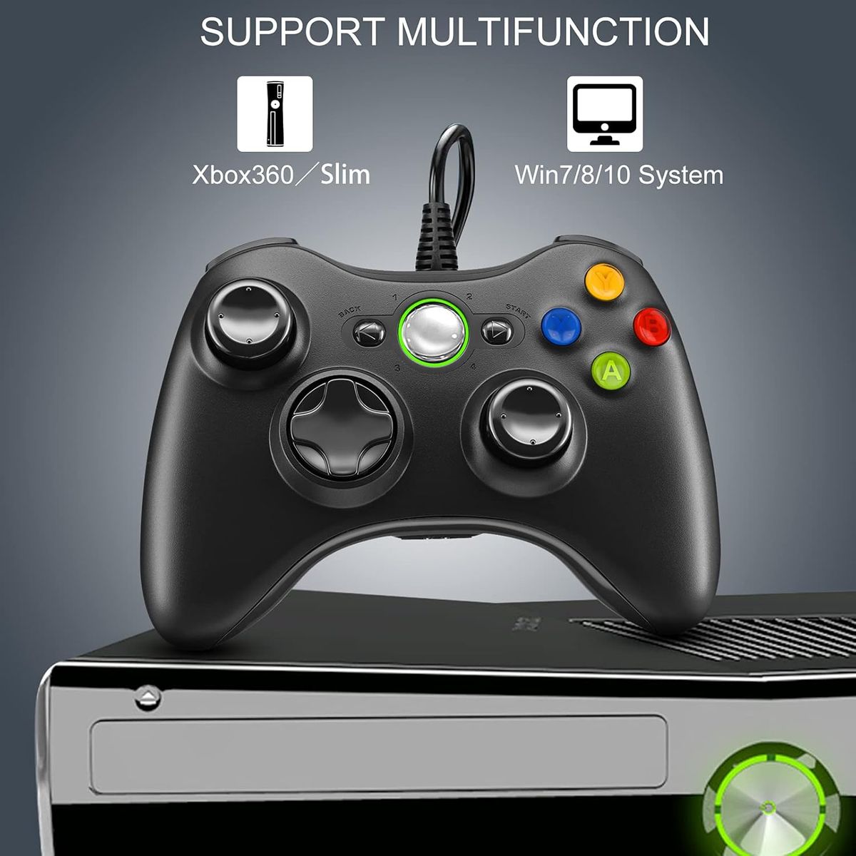 Wired Game Controller for Xbox 360 & PC – USB Gamepad with Dual Analog Sticks, D-Pad & Action Buttons