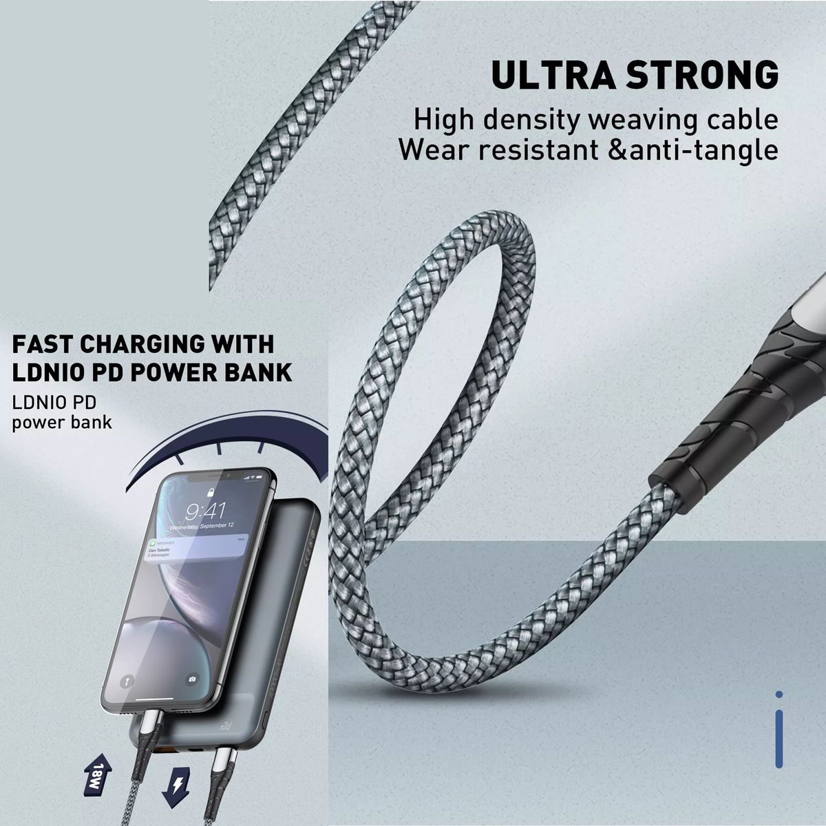 LDNIO LC101 USB-C to USB-C 65W PD Fast Charging Cable 1M | Braided Data Sync Cable
