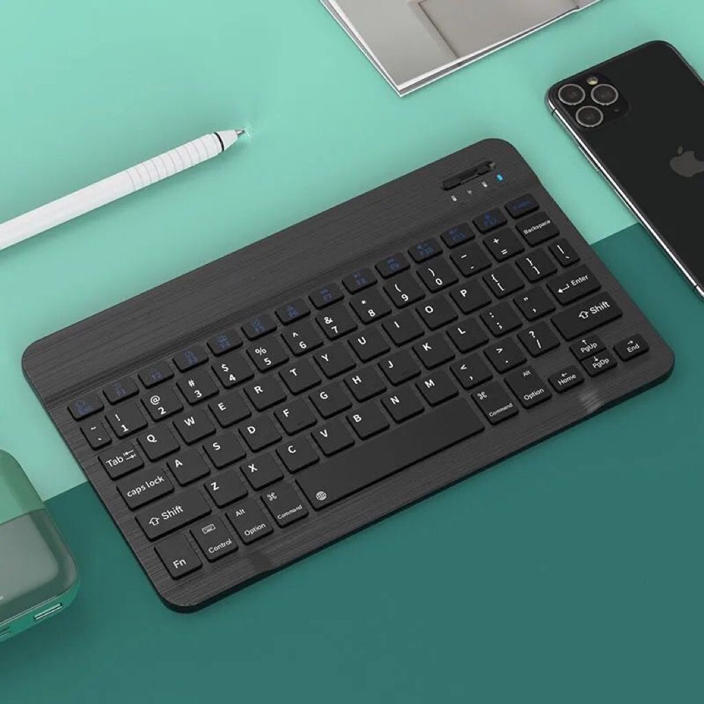 Portable Bluetooth Wireless Keyboard with Touchpad for iPad, Android Tablets, Windows PC, Smart TV & Smartphones – Rechargeable Mini Keyboard