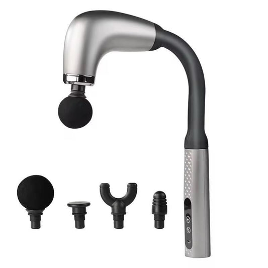 Deep Tissue Massage Gun 4-in-1 Rechargeable Muscle Massager with 4 Interchangeable Heads for Muscle Recovery & Pain Relief - Silver
