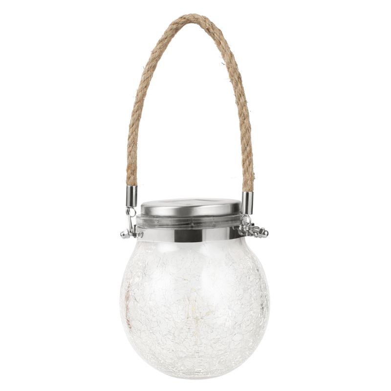 Waterproof Solar Crack Glass Lantern with LED Fairy Lights | Hanging Outdoor Garden Lantern for Patio, Balcony & Christmas Decor