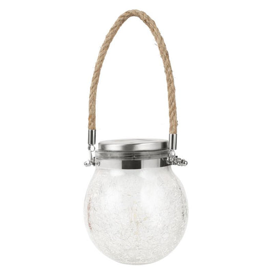 Waterproof Solar Crack Glass Lantern with LED Fairy Lights | Hanging Outdoor Garden Lantern for Patio, Balcony & Christmas Decor