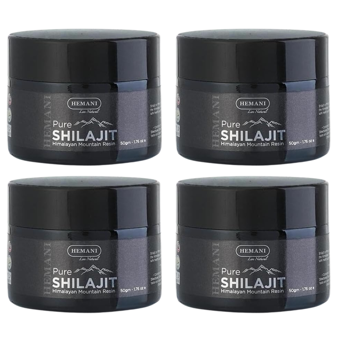 Hemani Pure Himalayan Shilajit Resin 50g (Pack of 4) - Natural Mineral Resin with Fulvic Acid | Premium Himalayan Supplement