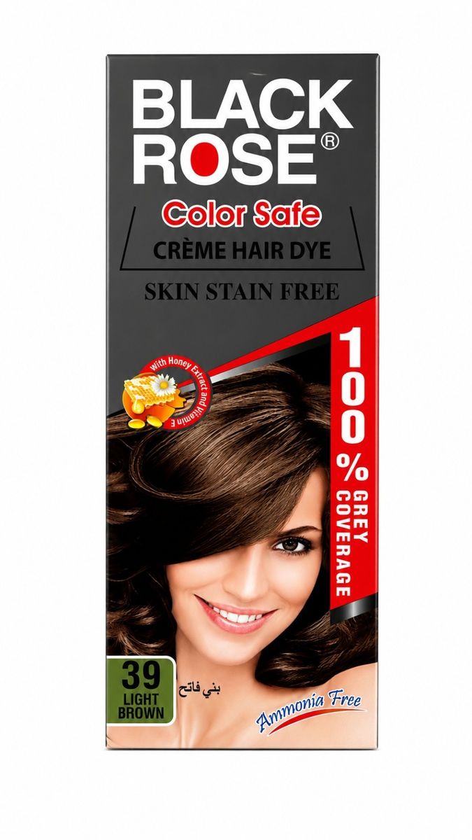Black Rose Color Safe Crème Hair Dye 45 Black – Permanent Hair Color, 100% Grey Coverage, Ammonia Free