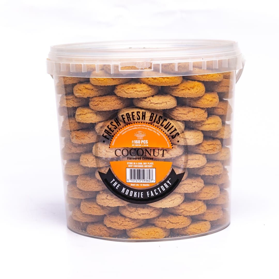 Kookie Factory Coconut Cookies 9L Bucket | Crunchy Coconut Flavoured Biscuits | Family Value Pack