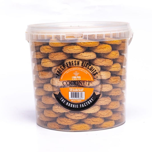 Kookie Factory Coconut Cookies 9L Bucket | Crunchy Coconut Flavoured Biscuits | Family Value Pack