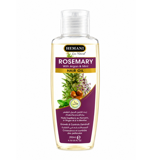 Hemani Rosemary Hair Oil with Argan & Mint 200ml | Nourishing Hair & Scalp Oil