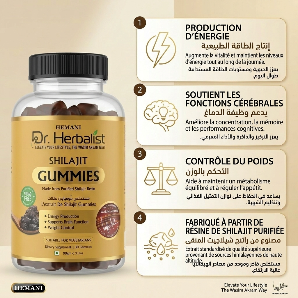 Hemani Dr Herbalist Shilajit Gummies 30 Count | Sugar-Free Himalayan Shilajit Wellness Gummies