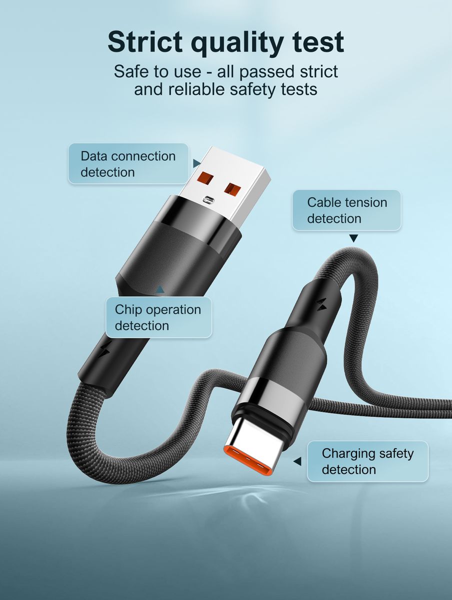 LDNIO LS351Q USB-A to USB-C 120W Fast Charging & Data Cable 1M | Braided Type-C Charging Cable