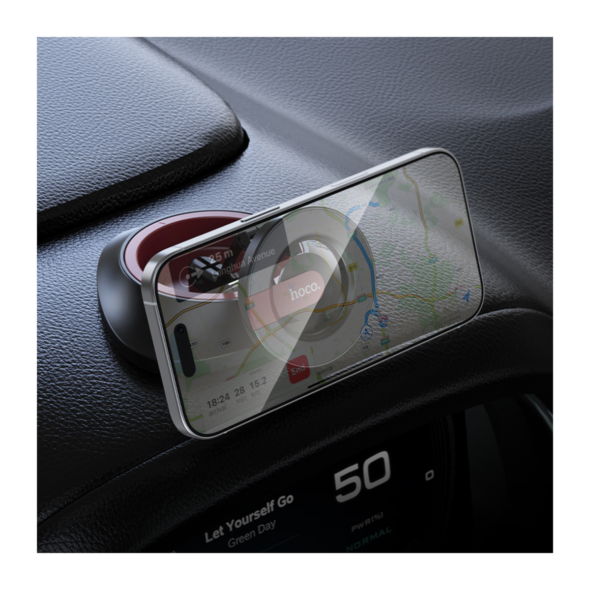 HOCO H90 Magnetic Rotatable Car Phone Holder | 360° Adjustable Strong Magnet Dashboard & Desk Mobile Mount