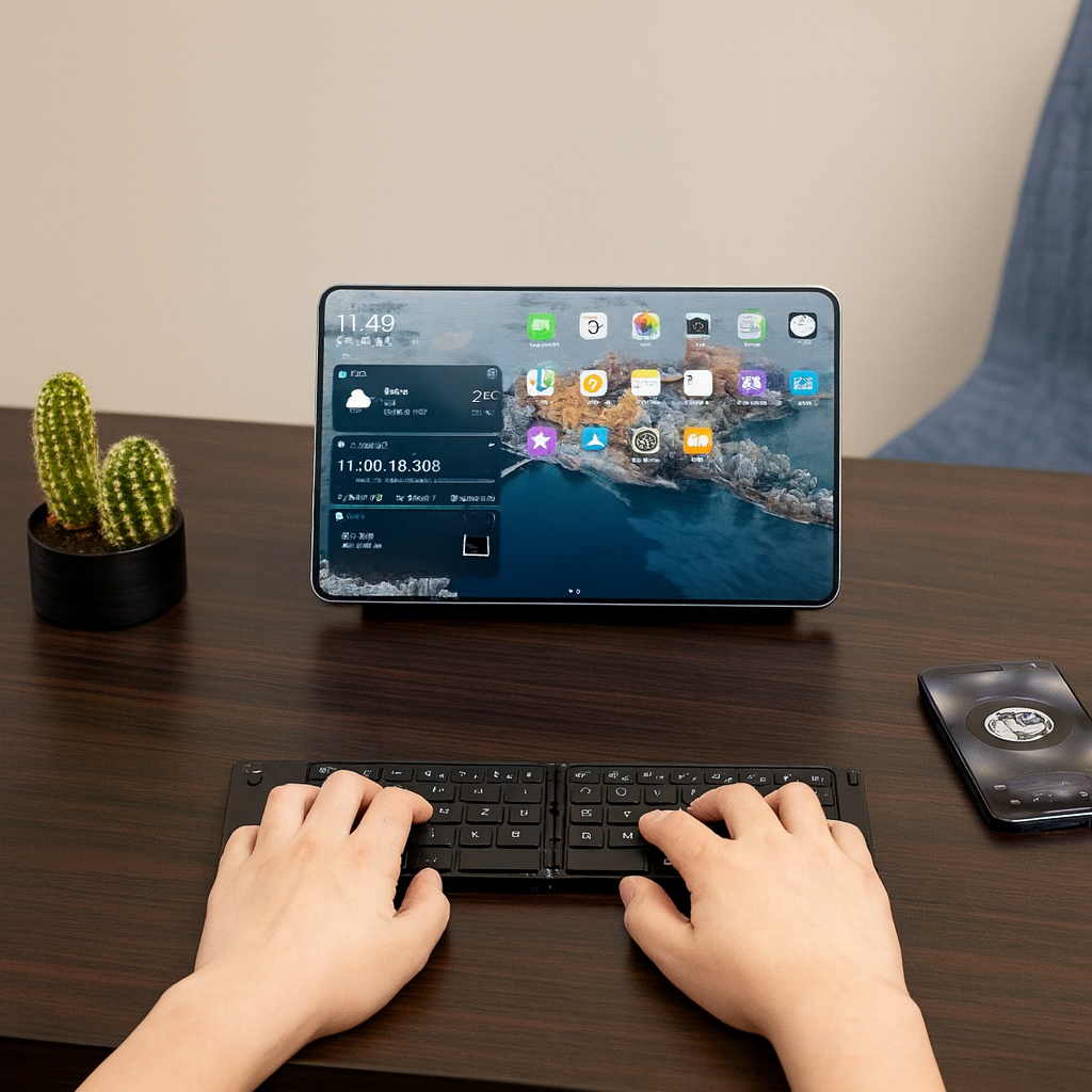 XO KB-11 Wireless Folding Bluetooth Keyboard 66 Keys | Portable Rechargeable Keyboard for iPad, Tablet, Android, iPhone, Windows & Mac