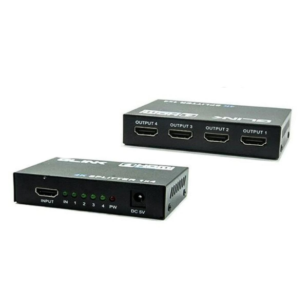 GLINK HDMI Splitter 1x4 4K UHD HDMI 1.4 | 1 Input to 4 Outputs | Full HD 1080P | Model GLSP-013