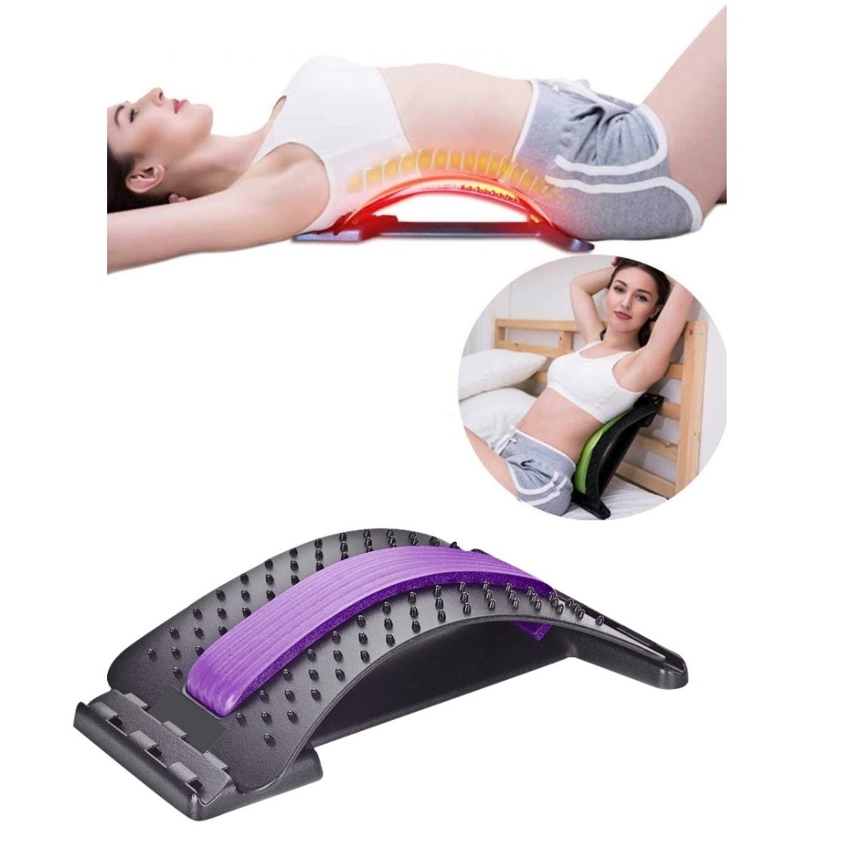 Adjustable Lumbar Back Stretcher – Multi-Level Spine Support & Back Stretching Arch for Posture Correction and Lower Back Relief