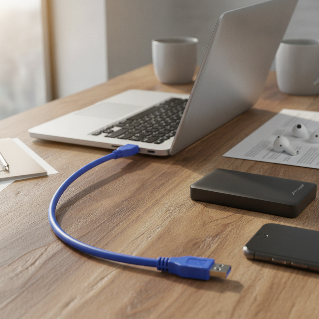 USB 3.0 A to Micro B External Hard Drive Cable 30cm High Speed Blue