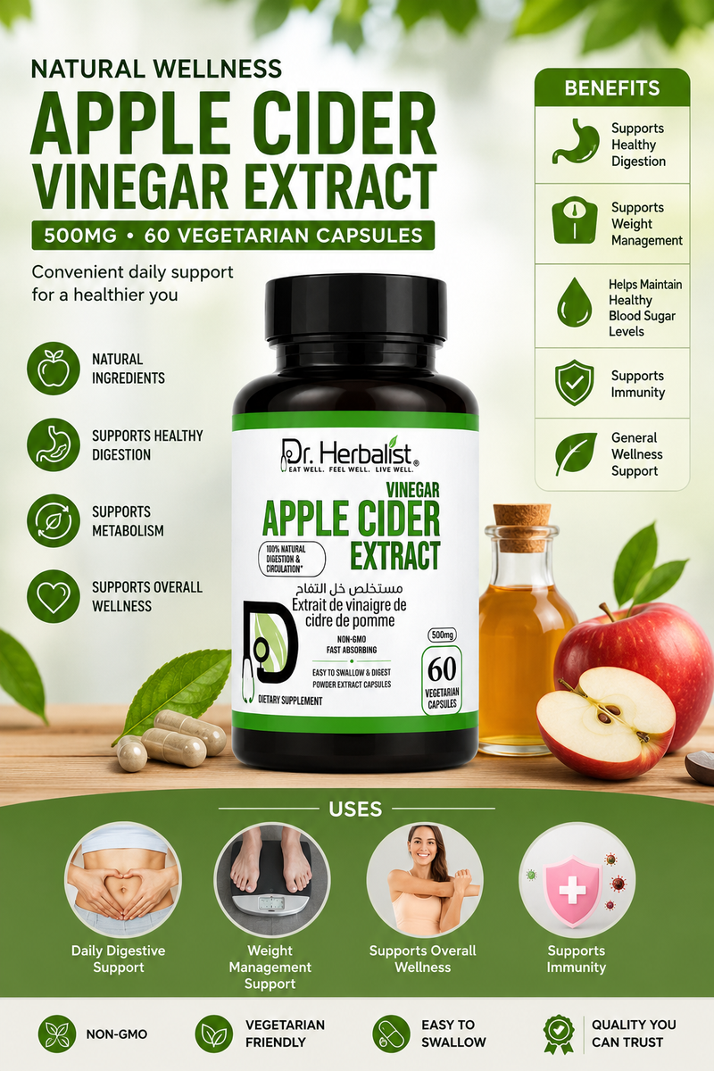 Dr. Herbalist Apple Cider Vinegar Extract 500mg – 60 Vegetarian Capsules
