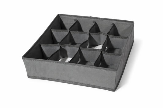 12 Pocket Drawer Organizer for Socks, Underwear & Clothes | Foldable Closet Storage Box – Grey