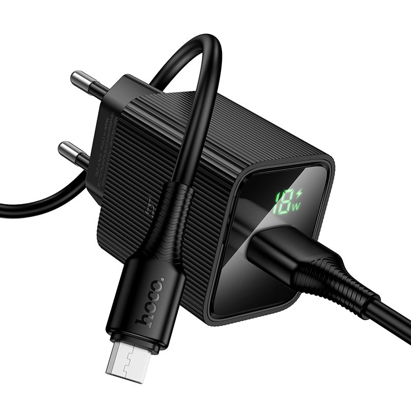 HOCO CS81A 18W QC3.0 USB-A Fast Wall Charger with USB-A to Micro USB Cable (1M) | Quick Charge 3.0 EU Plug