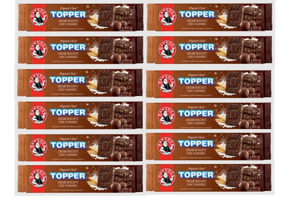 Bakers Topper Chocolate Cream Biscuits 12 x 125g Value Pack | Chocolate Sandwich Biscuits Bulk Box