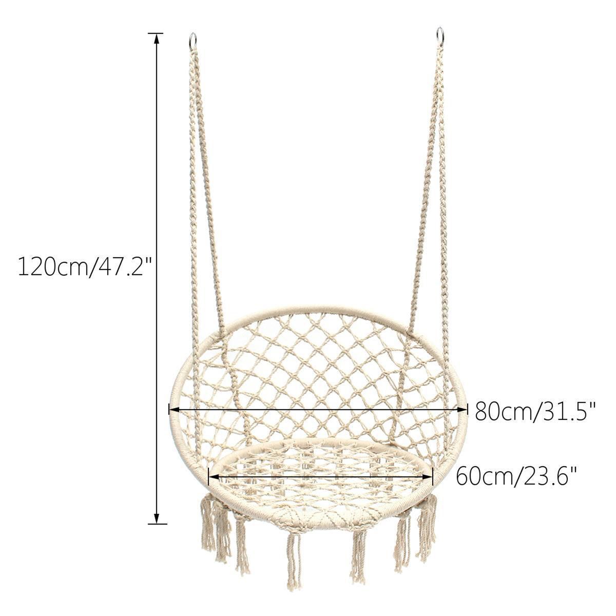 Handmade Cotton Rope Hanging Swing Chair for Adults & Kids | Boho Hammock Chair for Indoor & Outdoor Garden - Grey