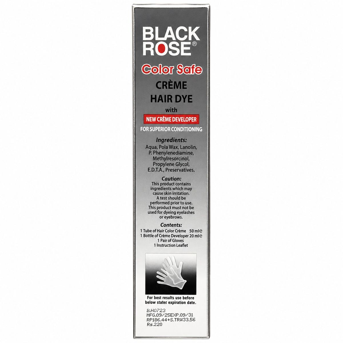 Black Rose Color Safe Crème Hair Dye 45 Black – Permanent Hair Color, 100% Grey Coverage, Ammonia Free