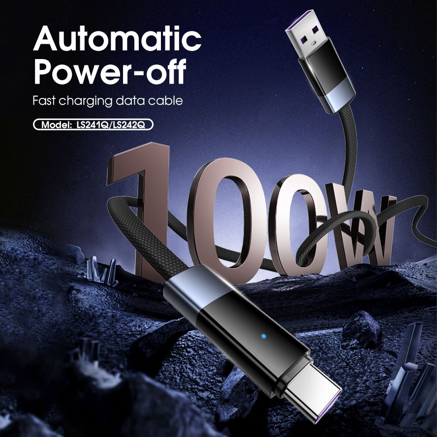 LDNIO LS241Q USB-C to USB-C 100W Fast Charging Cable 1M | PD Fast Charge & 480Mbps Data Sync Nylon Braided Cord