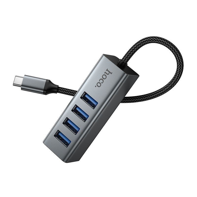 HOCO HB1C 4-in-1 USB-C to USB 3.0 Hub | Type-C to 4 USB-A 3.0 High-Speed Adapter | 5Gbps Data Transfer | OTG Multiport Splitter for Laptop, MacBook & PC