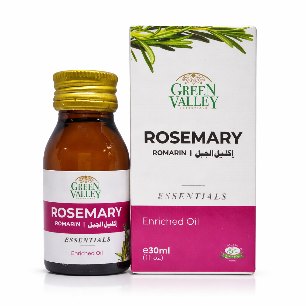 Green Valley Rosemary Enriched Oil 30ml – Natural Rosemary Hair, Scalp, Skin & Aromatherapy Oil