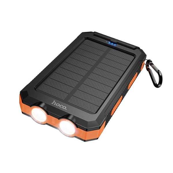 Hoco J164 8000mAh Solar Power Bank – IP65 Outdoor Charger with Dual LED Lights & Compass