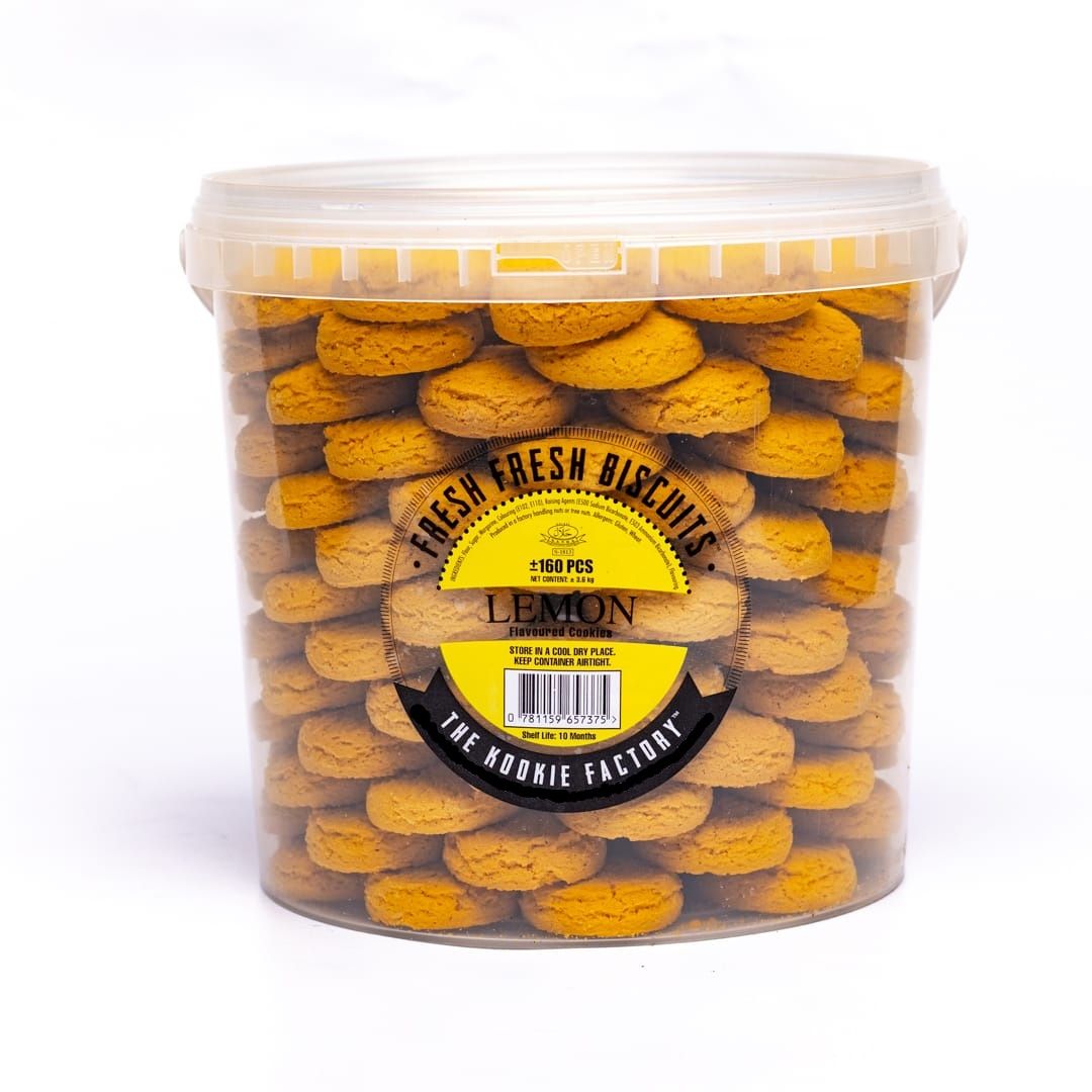 Kookie Factory Lemon Cookies 9L Bucket | Zesty Lemon Flavoured Biscuits | Family Value Pack